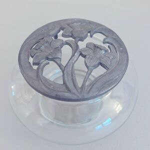 Cottage Potpourri Bowl with Lid Glass & Pewter NEWPORT COLLECTION Trinket Dish